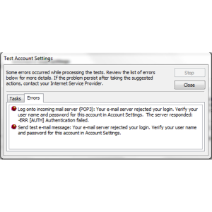 Outlook failure message