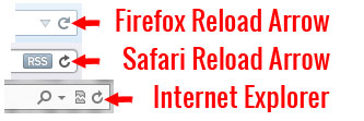 reload buttons for firefox, internet exploder and safari